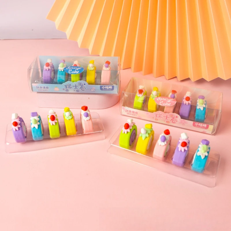 Kawai Stationery Little Gudong Cartoon Cute Simulation Swiss Roll Cake Eraser Gift Giveaway Gift Office School Supplies Lovely