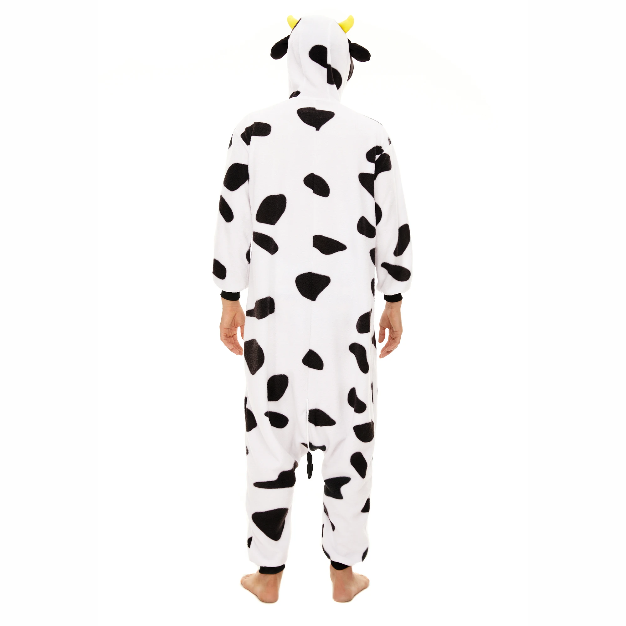 CANASOUR-Pyjama Onesie Vache pour Adultes et Hommes, Pyjama à Capuche Confortable Amusant, Costume Cosplay Animal Ferme, Vêtements de Nuit Halloween et Noël