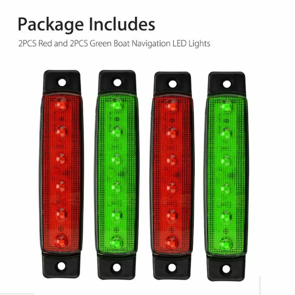 Luces LED de navegación para barco, lámpara de señal impermeable para yate marino, Kayak, velero, Pontón, 4 piezas, color rojo y verde