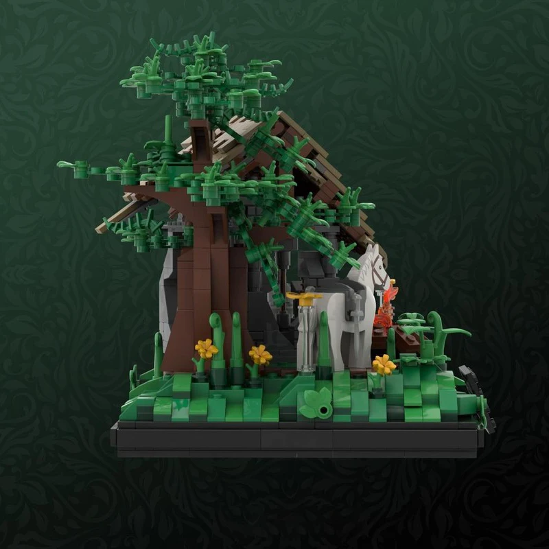 Castillo Medieval modelo Moc edificio BONFIRE & RUIN modelo tecnología regalo construcción escena famosa DIY montaje conjuntos de vacaciones Juguetes