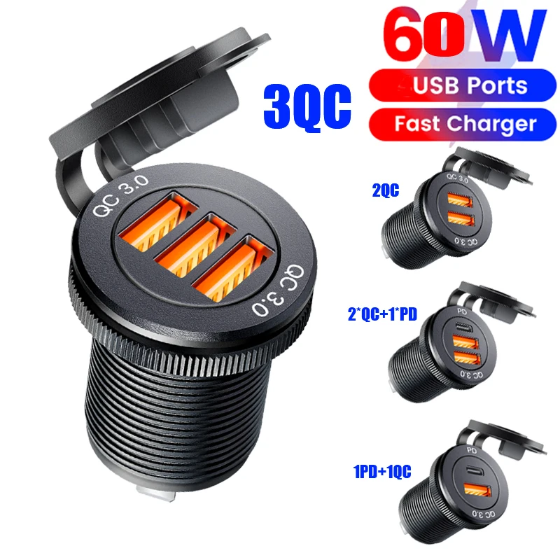 

Sockets outdoor caravan 12v adapter QC 3.0 USB C fast charging adapter for outlet Car Boat Marine Truck motorcycle