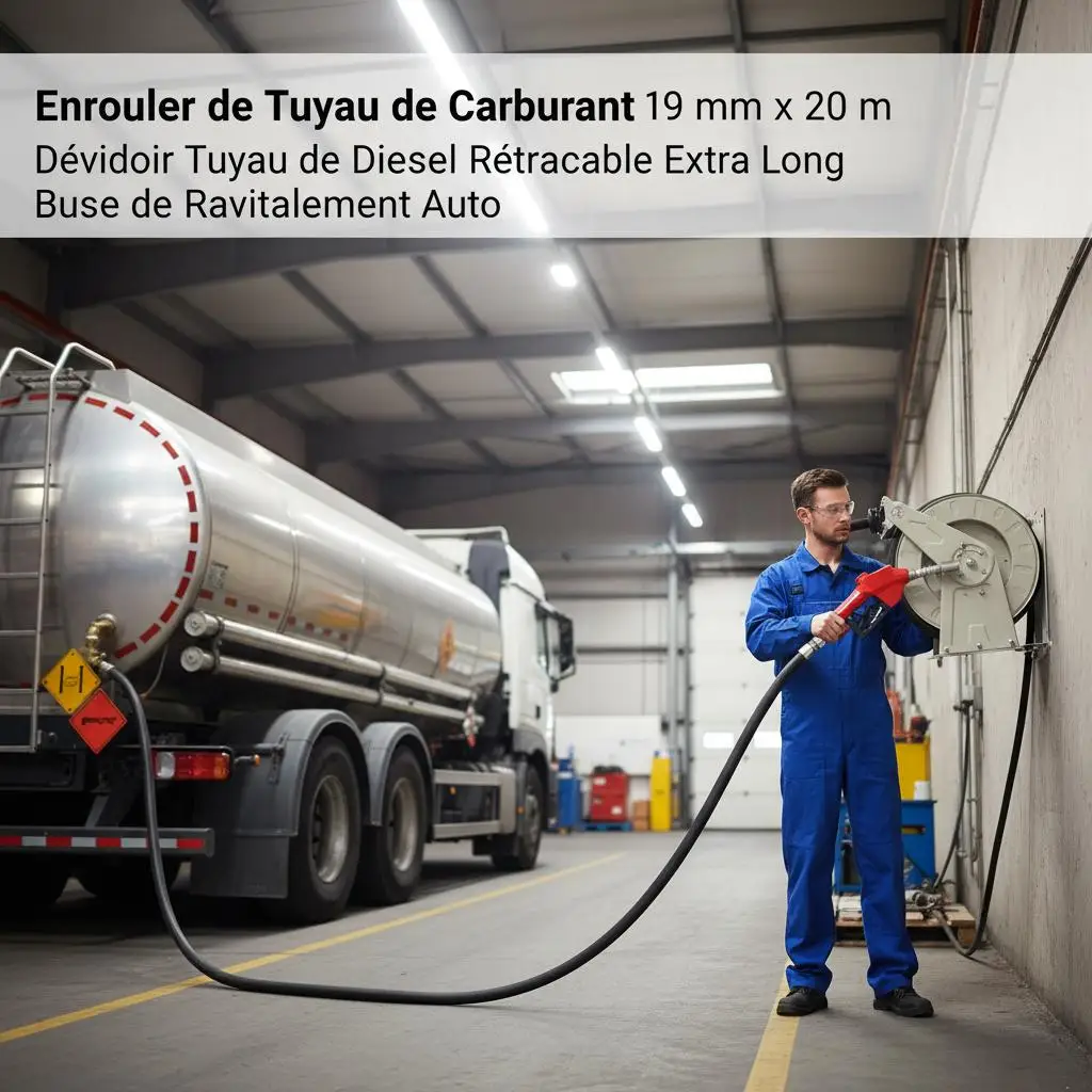 

Fuel Hose Reel, 3/4" x 66', Extra Long Retractable Diesel Hose Reel, Heavy-Duty Carbon Steel Construction with Automatic Fuel