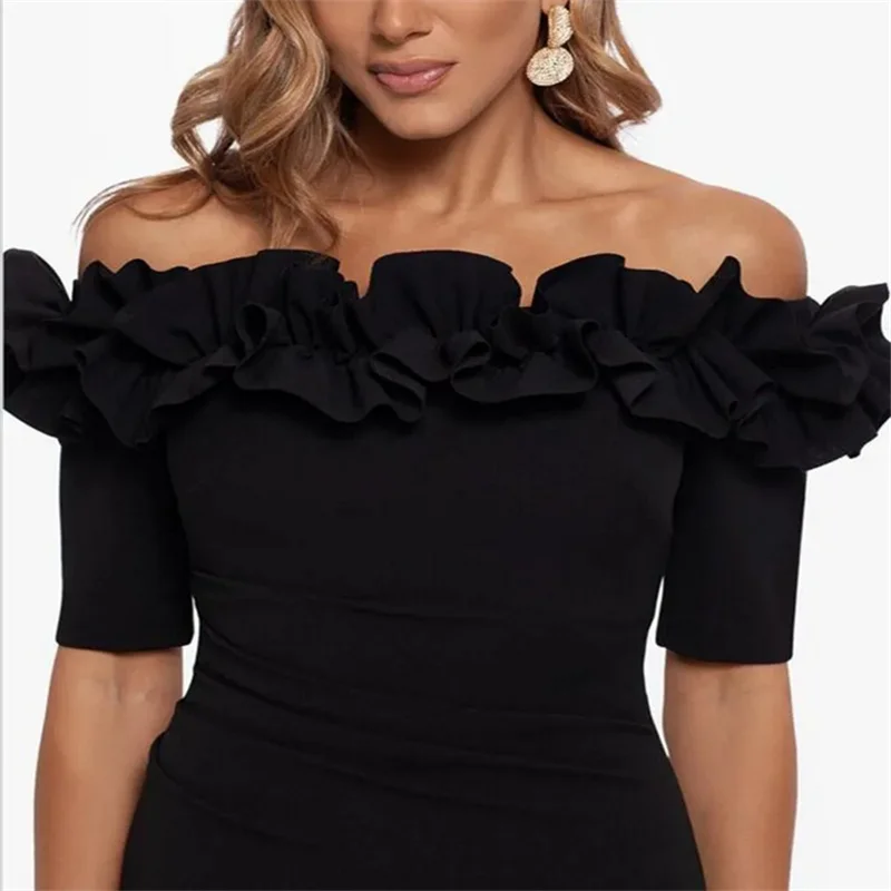 Robes de soirée noires en Spandex robe de soirée de luxe 2025 femmes élégantes Bateau longue fête femme gaine robes de bal personnalisées