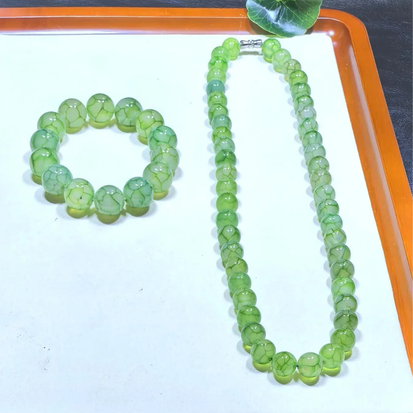 

Браслет Bixue Lotus Heart с тонким зеленым драконом и чешуей, ледяная трещина, агат, браслет из бисера