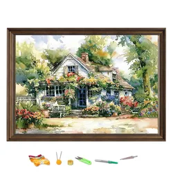 Zestaw do haftu krzyżykowego Country Villa Building Landscape Thread Drawing DIY Needlework Kit Decorate Printed on Canvas 11CT