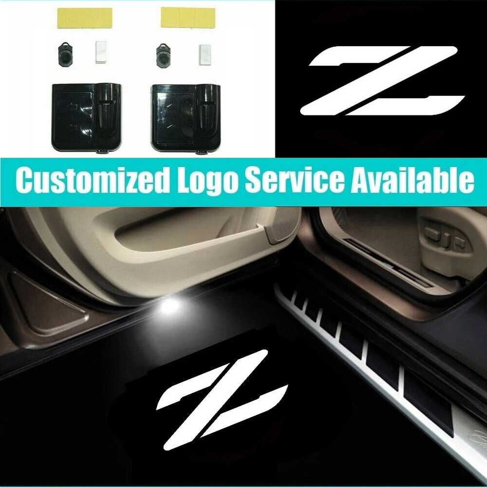 

2 Pieces Car Door White Z Logo Fairlady Z Z34 Z33 350Z 370Z Laser Shadow Lights Projector Welcome lights