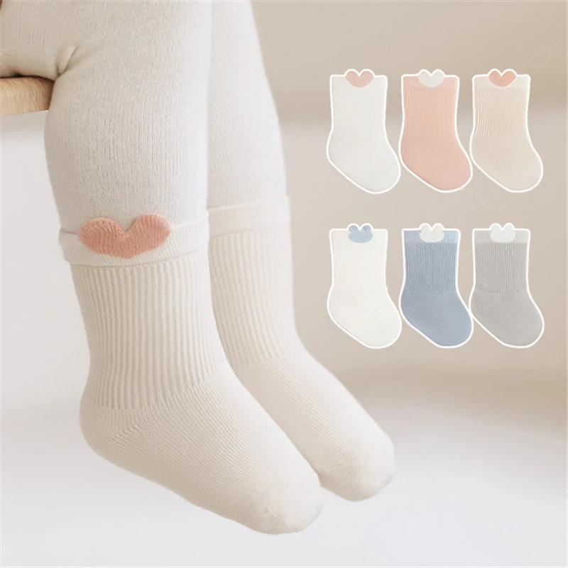 

3 пары весенних детских носков, детские мягкие хлопковые короткие носки для мальчиков и девочек, милые корейские однотонные детские носки для детей 0-5 лет с медведем