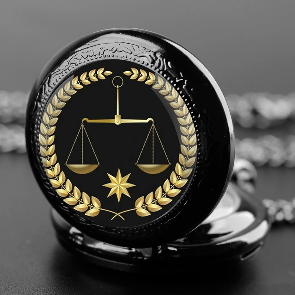 Justice of judgment Glass Dome Vintage Quartz Pocket Watch Men Women Pendant Necklace Chain Clock Jewelry Gift Justice of Scales