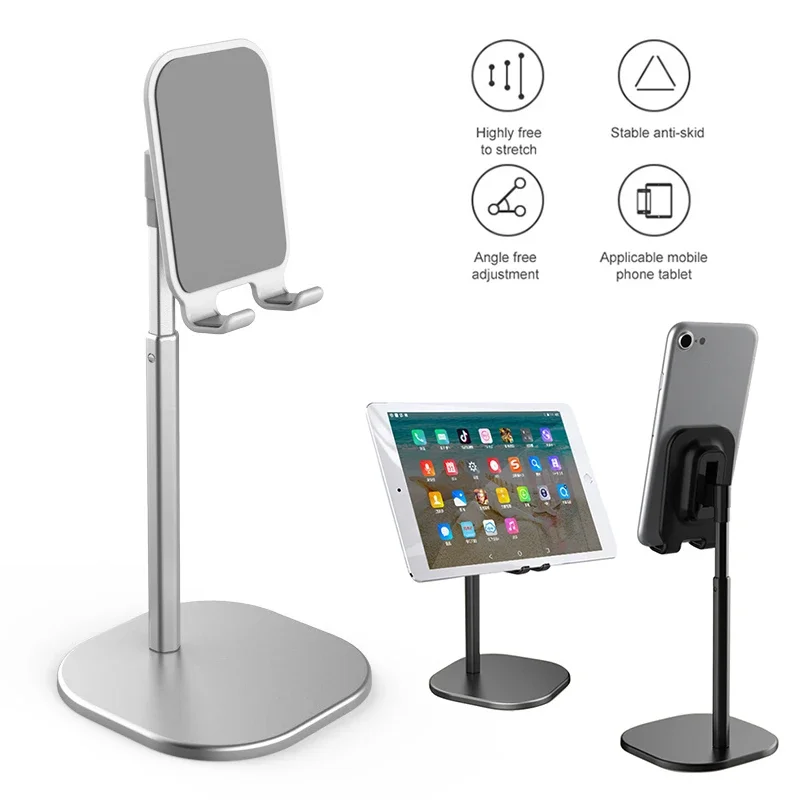 Soporte para teléfono de escritorio, soporte para tableta para teléfonos Ipad, soporte Universal telescópico, ángulo de altura ajustable, soporte de Metal en vivo