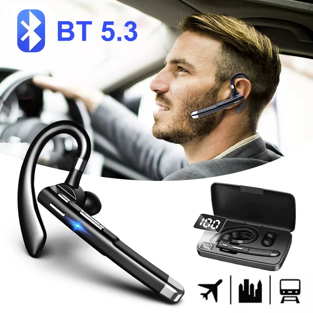 Fone de ouvido sem fio bluetooth com 4 microfone chamada clara v5.3 fone de ouvido com caso de carregamento mãos-livres fone de ouvido único cancelamento de ruído