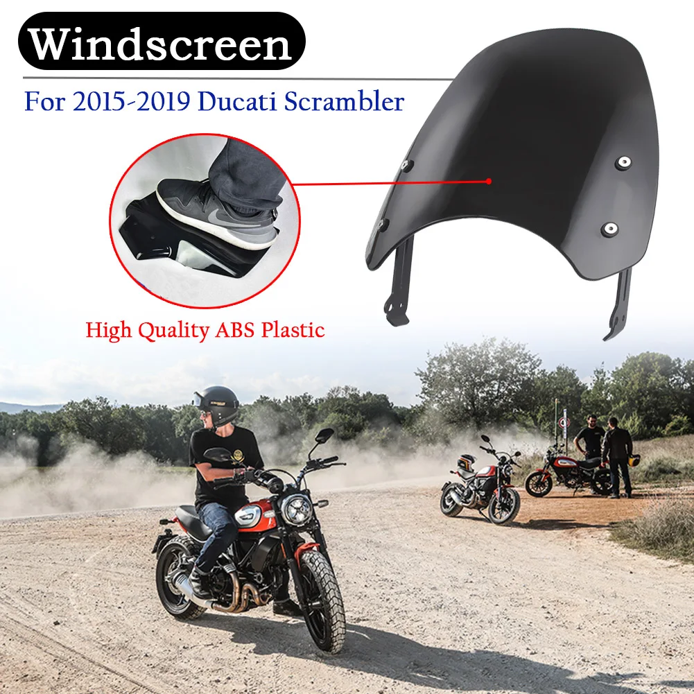 Motorcycle Touring Front Flyscreen Windscreen Windshield Shield Screen With Mounting Bracket For Ducati Scrambler 2015-2020