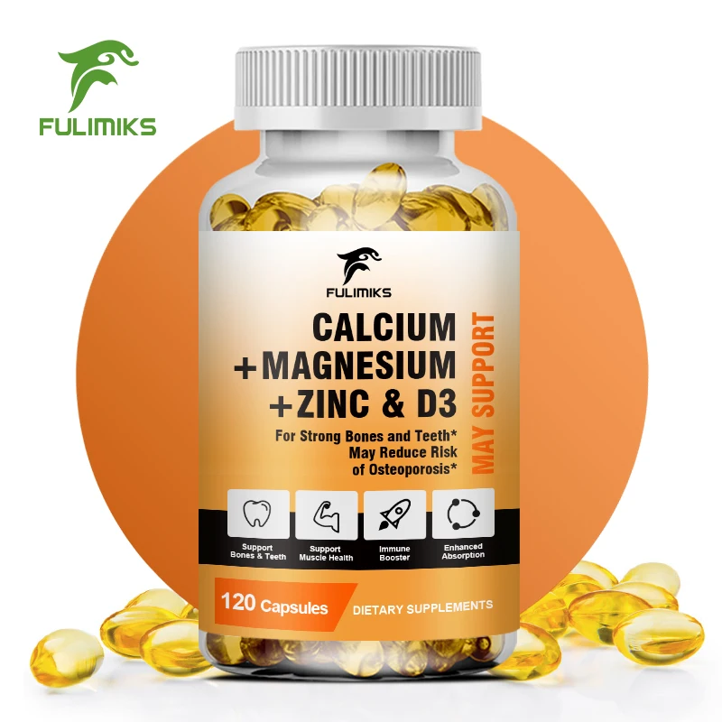 Calcium 3 in 1 Pill with Calcium, Magnesium & Zinc for Immune Support, Bone, Nerve, & Muscle Health Supplement, 120 Capsules