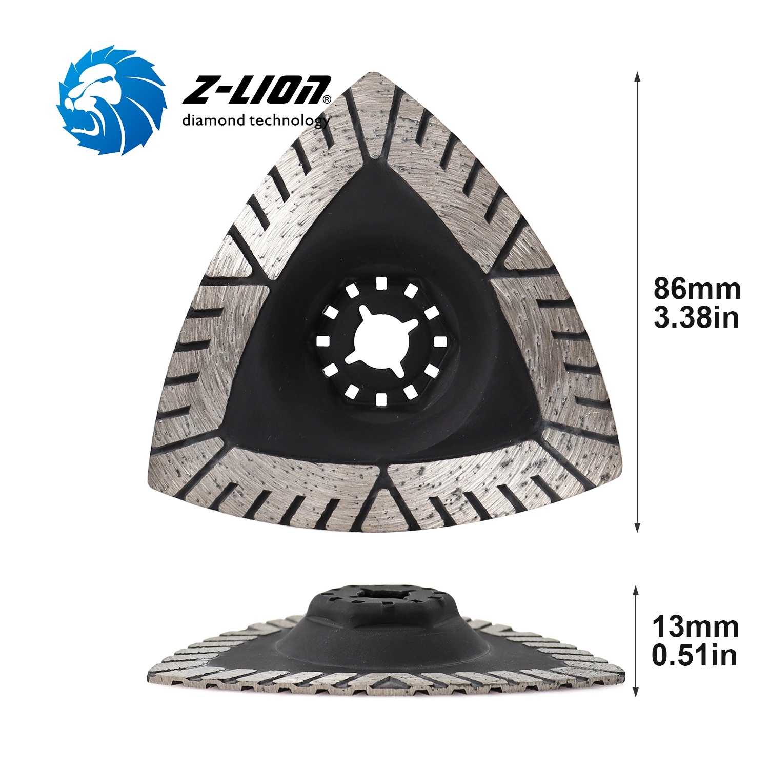 Z-LION 1PC 86mm Diamond Cutting Disc Triangle Saw Blade for Ceramic Tile Marble Cutting Multi Tool Saw Blades Triangle Rasp