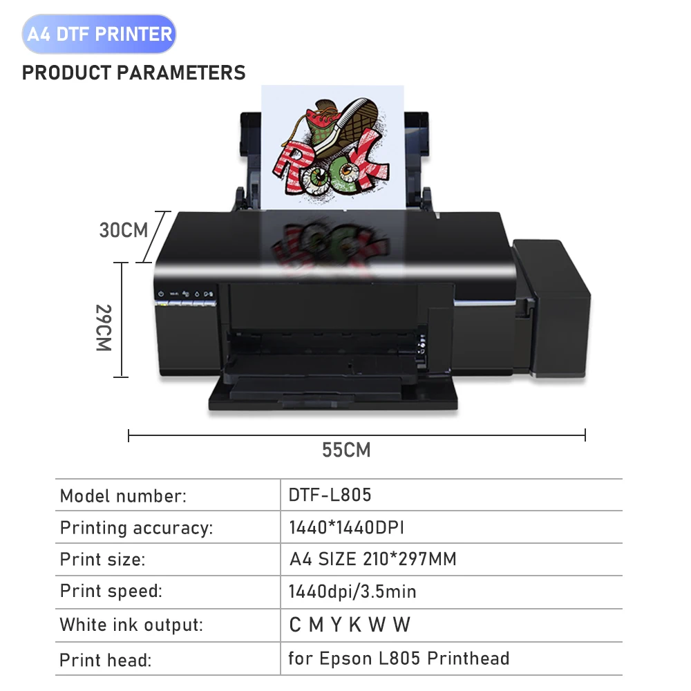 OYfame For Epson L805 A4 DTF Printer Directly to Film Heat Transfer PET Film For Clothes Fabric t shirt printing Machine A4