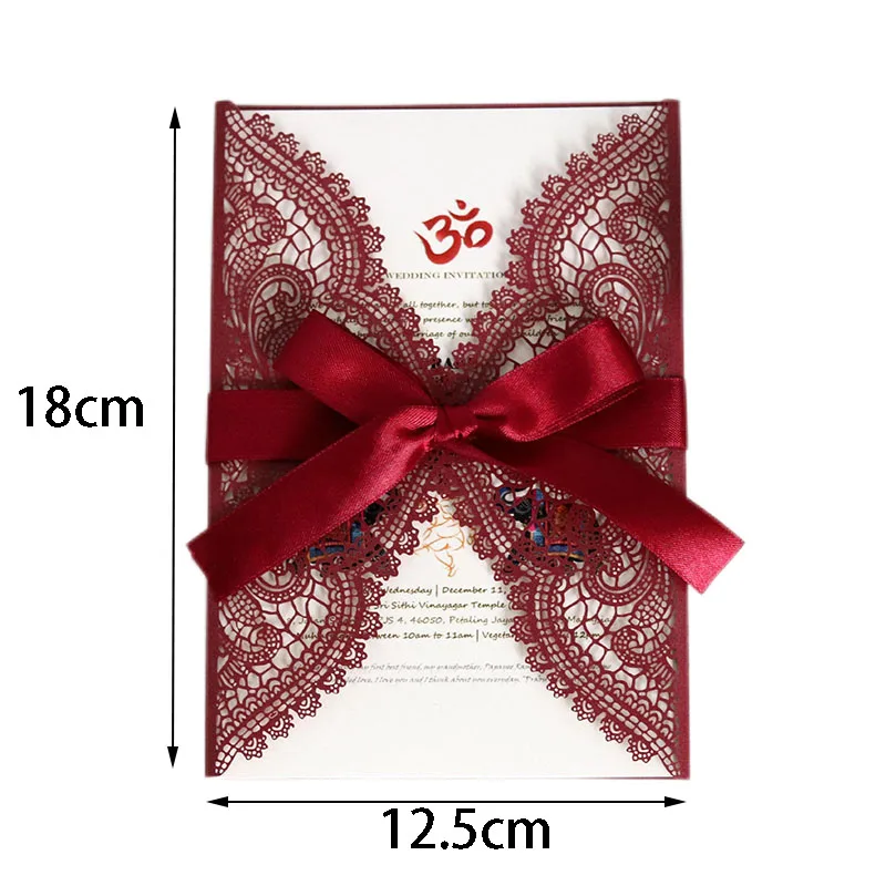 50Pcs Laser Cut Wedding Invitations Card Lace Flower European Pocket Greeting Card Envelopes Birthday Mariage Party Decoration