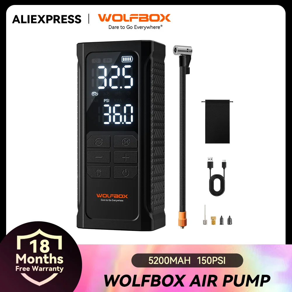 wolfbox-hf19-gonfiatore-pneumatici-wireless-150psi-5800mah-compressore-d'aria-portatile-per-moto-bici-auto-e-palloni