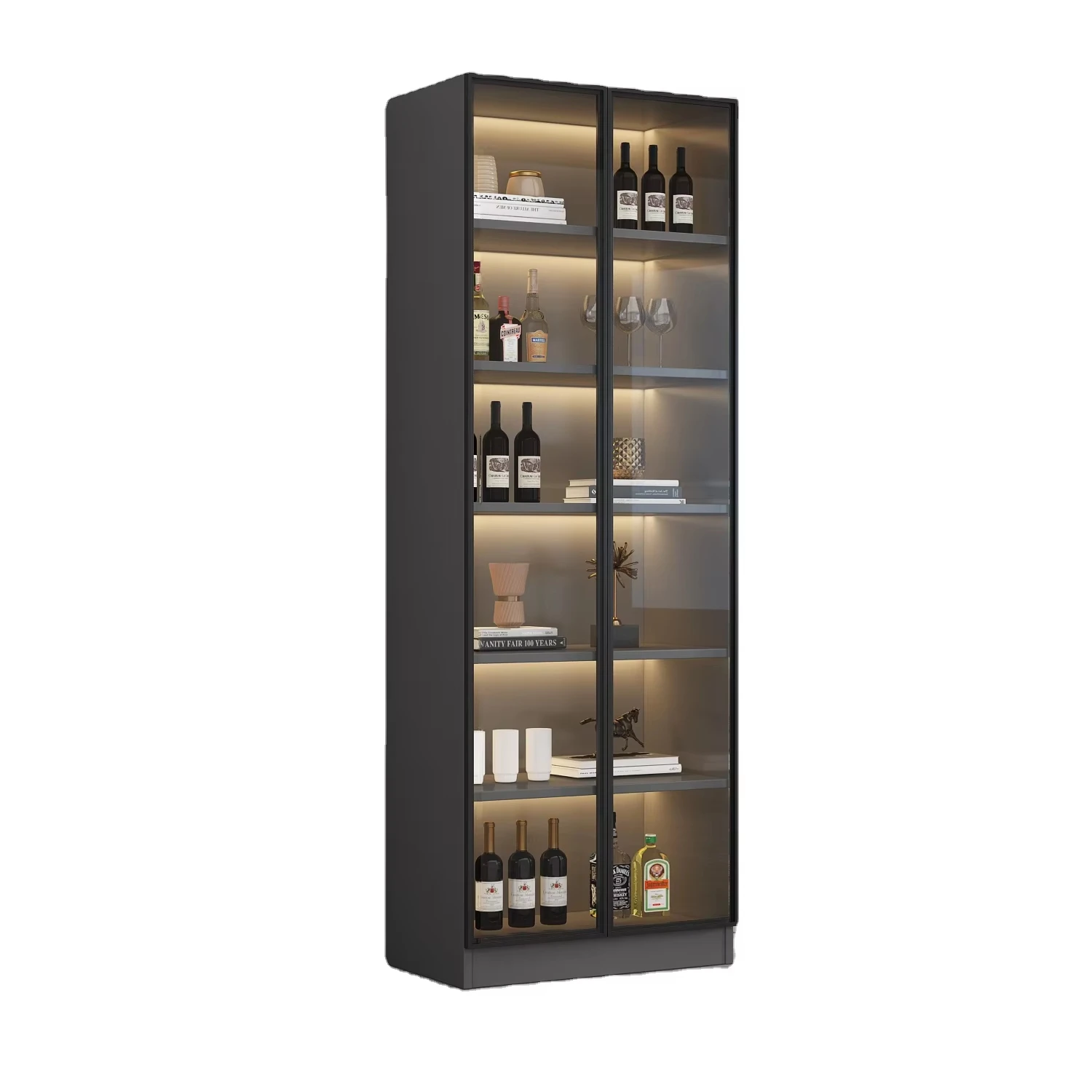 

Modern Wood Living Room Furniture minimalist glass door wine cabinet for home use for kitchen and home bar