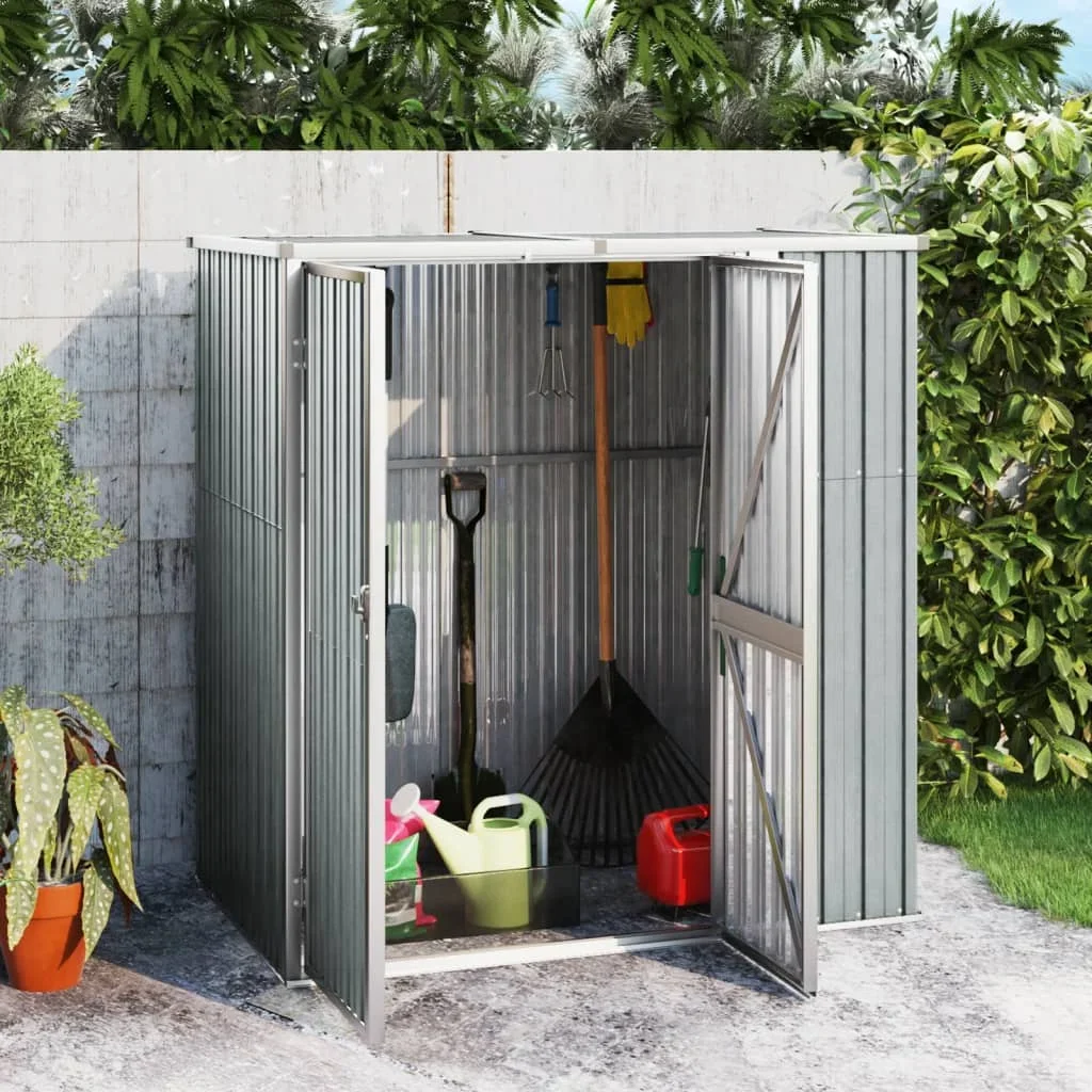 Garden tool shelter gray 161x89x161 cm galvaniseabri steel outdoor garden with metal floor frame, outdoor shelter, cabin