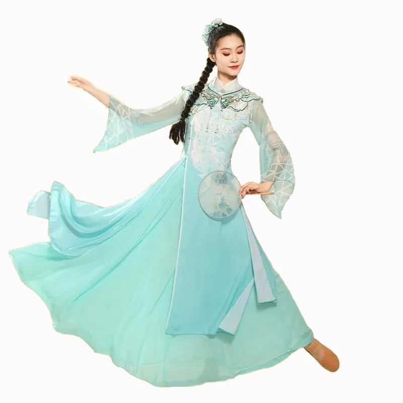 

Fairy Hanfu elegant dress Ancient style cosplay festival costume national dance wear Ladies Floral Chiffon Dress