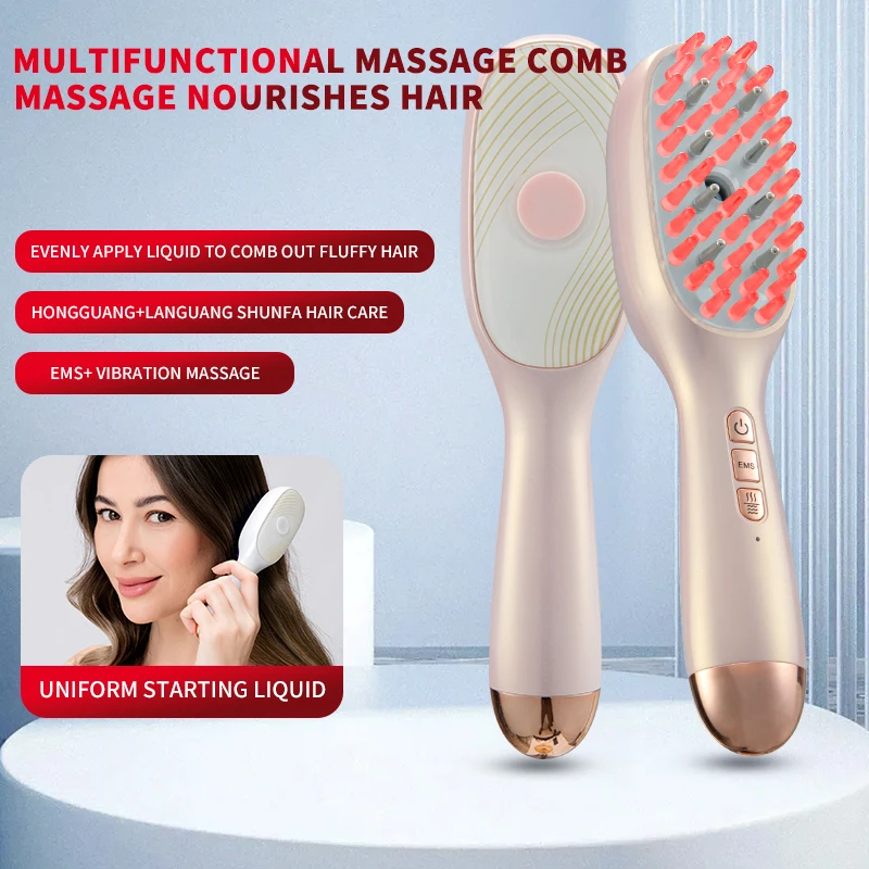 Electric Massage Comb Spray Comb EMS Head Acupoint Comb Red Blue Light Therapy Device Anti-Hair Loss Brush