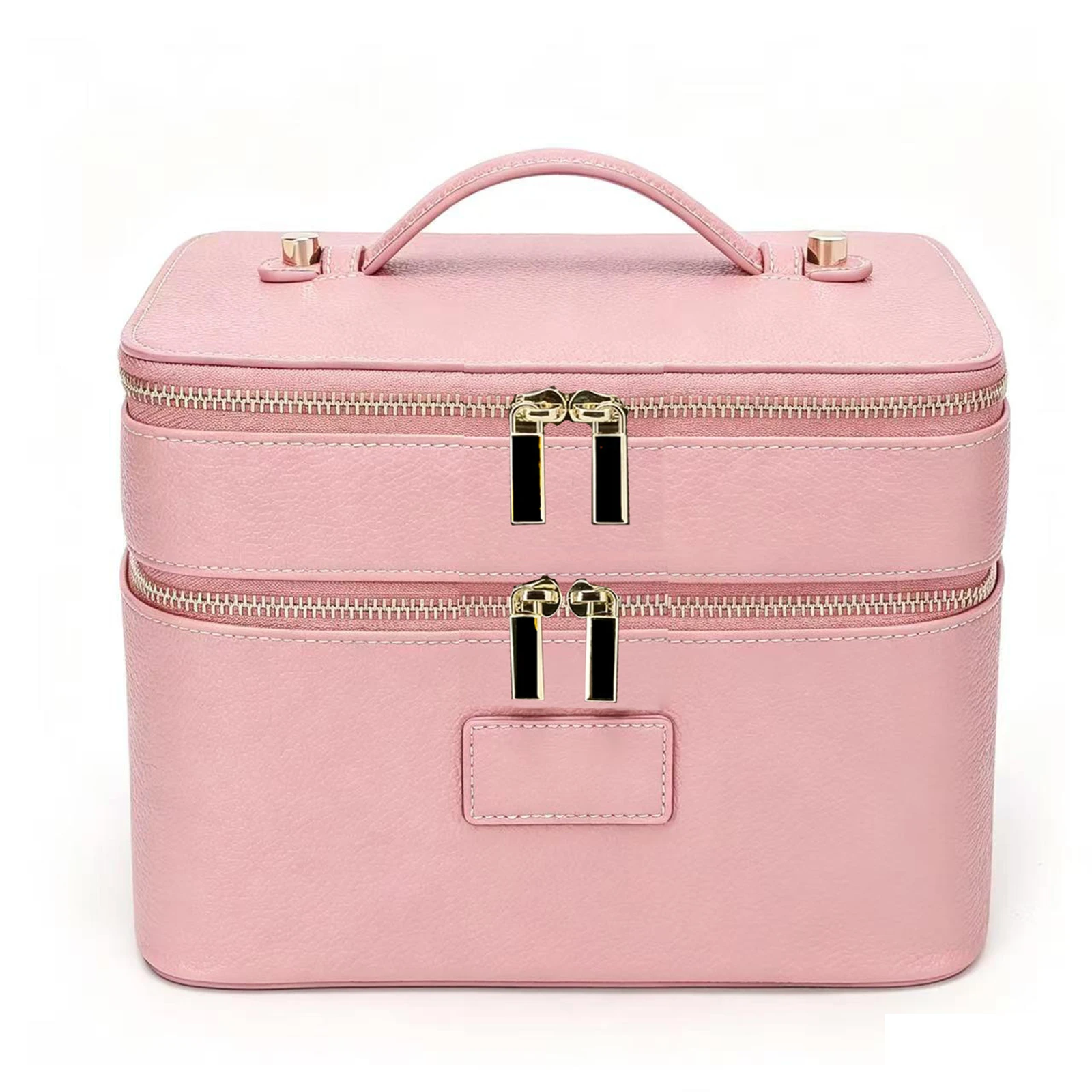 Upgraded Double Layer Makeup Bag Texture PU Handbag Skincare Tool Pouch PU Waterproof Beauty Storage Box Multi Partition