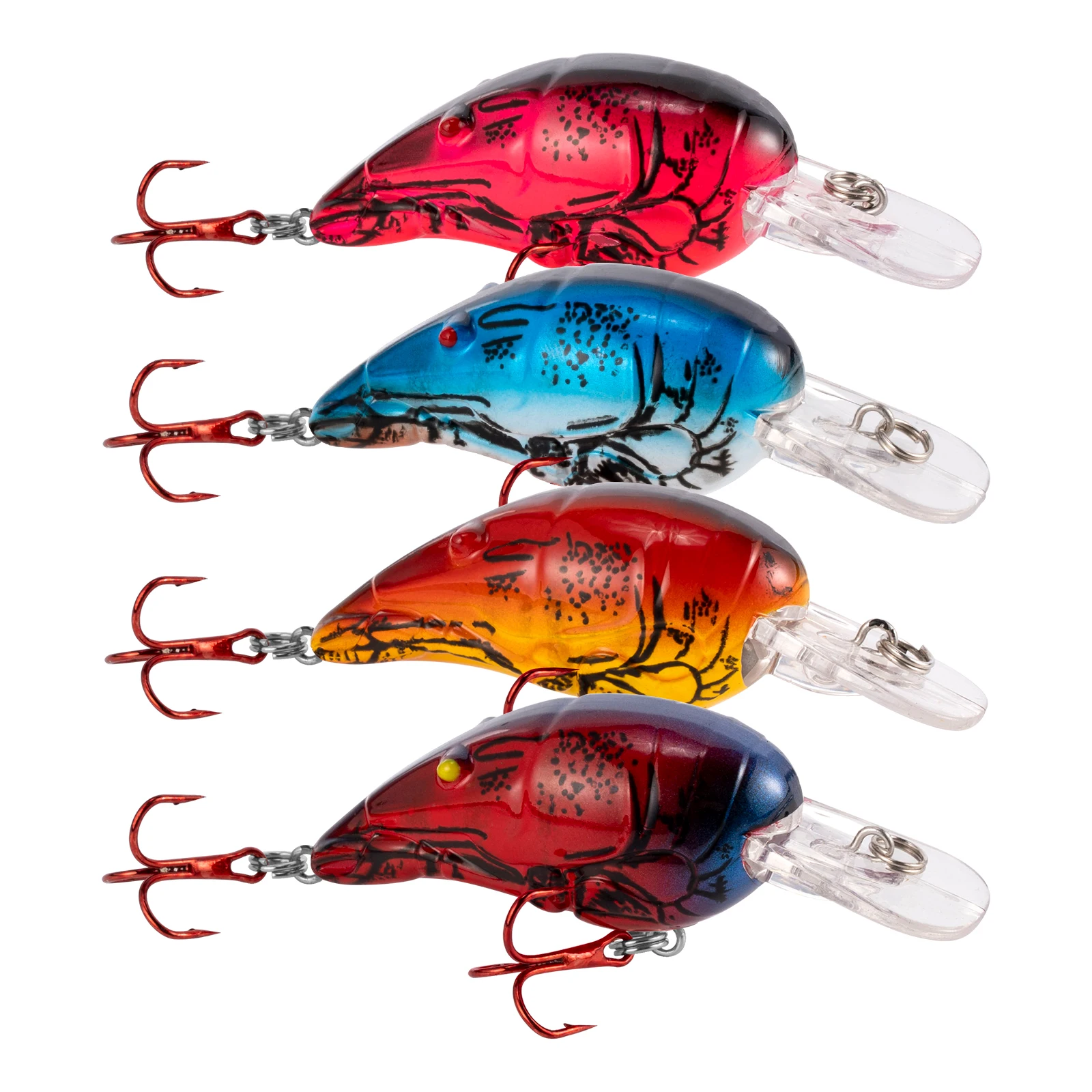 

4pcs Crankbaits Fishing Lure Floating Wobblers 70mm Topwater Hard Bait Crawfish Jerkbait for Freshwater Walleye Perch Catfish