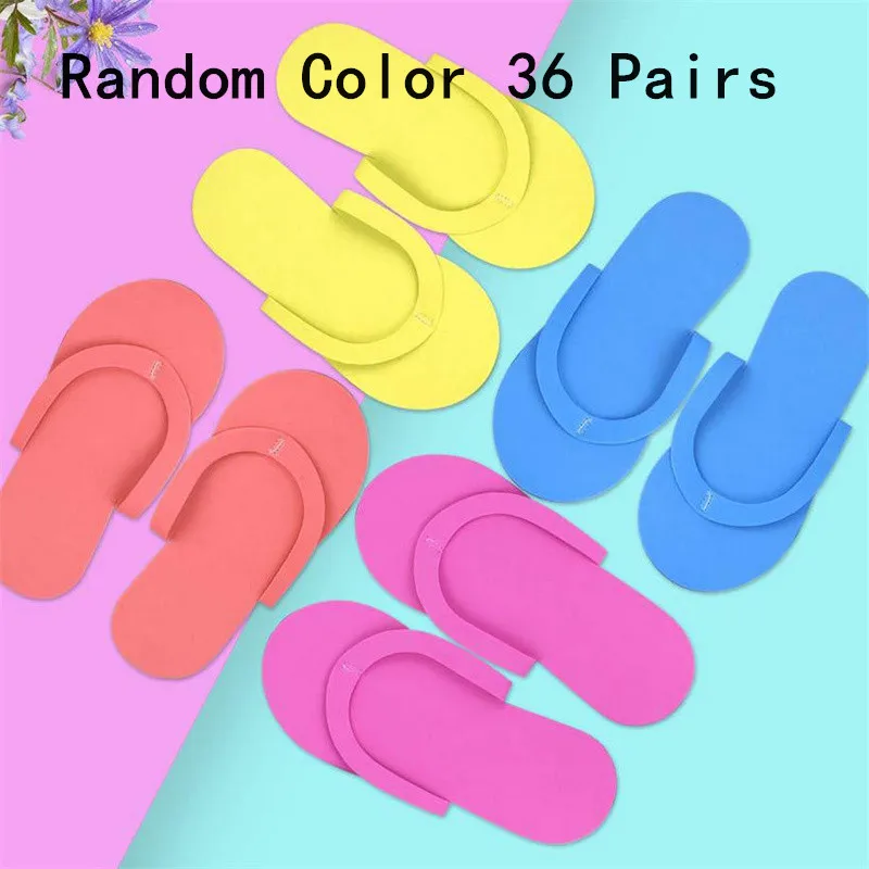 ペディキュア用使い捨てフォームスリッパ 12/24/36ペア ランダムカラー ビーチサンダル フットケアスリッパ サロン スパ ホテル ゲスト用