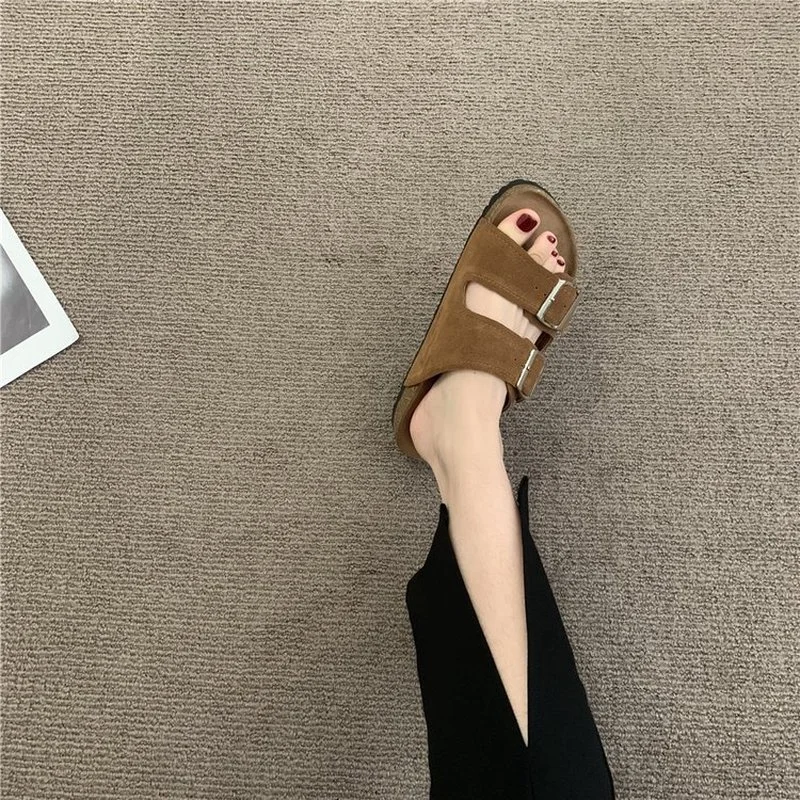 2022 New Summer Women\'s Slippers Fashion Nubuck Birkenstocks Women Cork Slipper Casual Beach Double Buckle Non-slip Slides