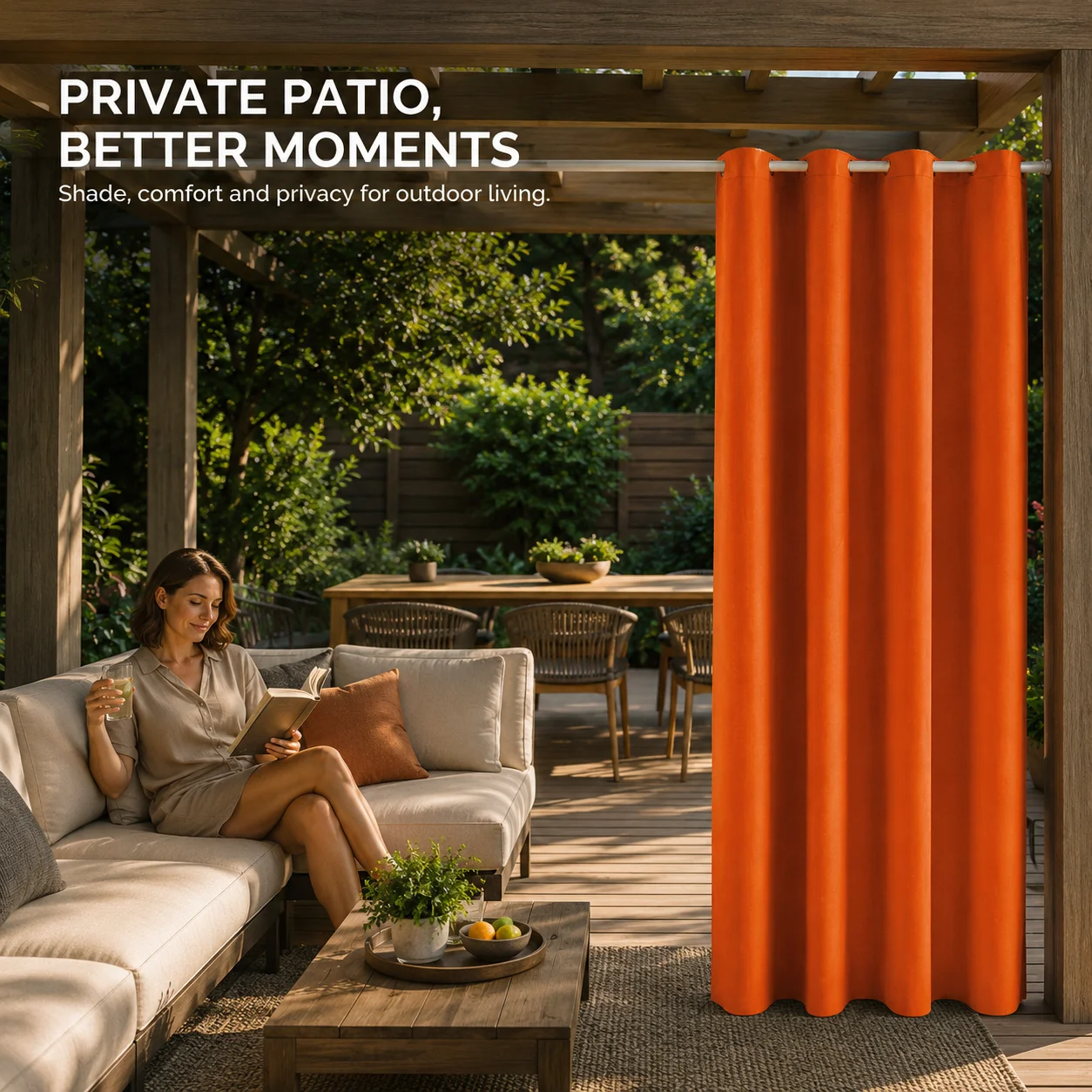 Wasserdichter Outdoor-Vorhang für die Terrasse, 52-Zoll isolierendes, lichtblockierendes Vorhangpaneel mit rostbeständigen Ösen für Pavillon, Veranda, Garten, Wohnzimmer und Schlafzimmer.