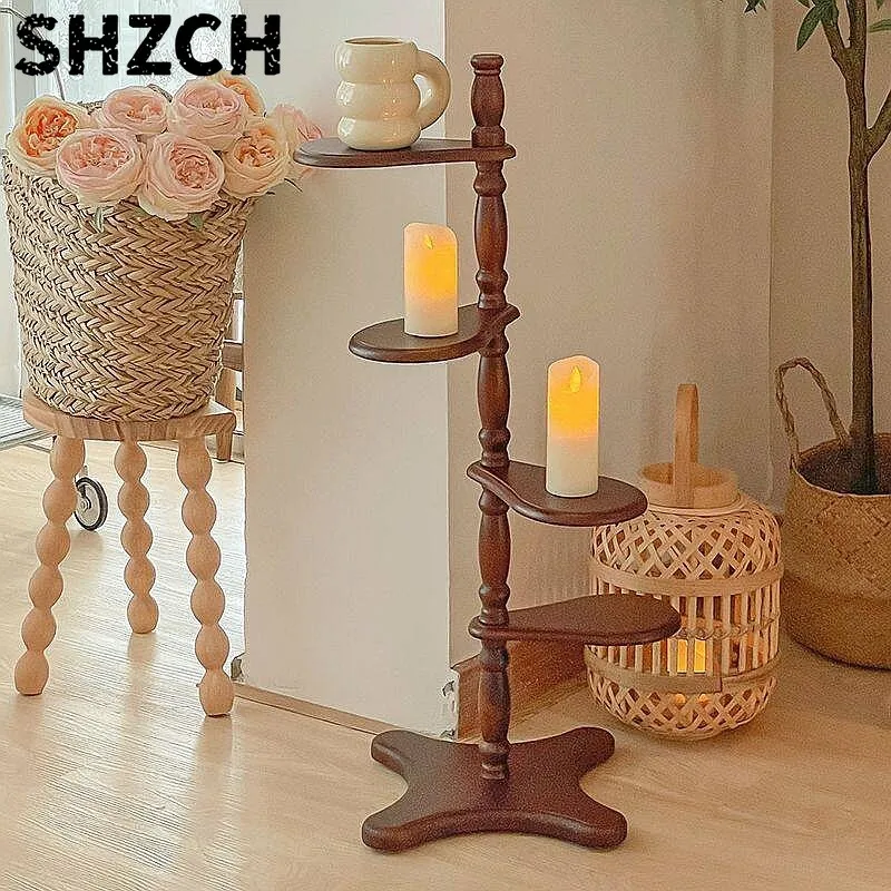 Mid-Century Corner Shelf Multi-Tier Wall Mounted Display Rack for Cups Vintage Home Decor