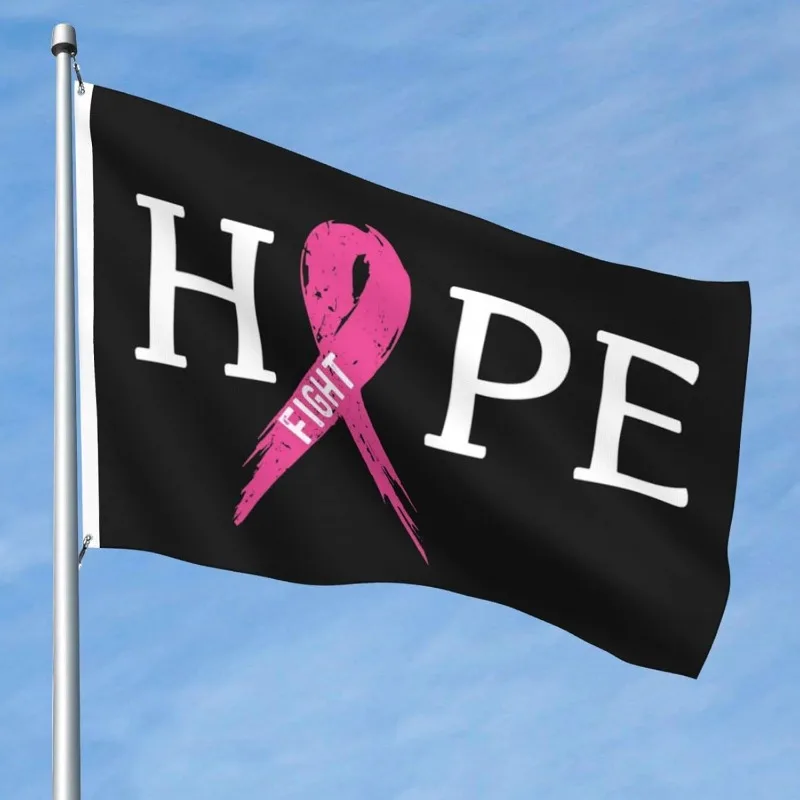 1pcs Breast Cancer Awareness Pink Ribbon Durable One-Sided 3X5ft Flag - Indoor and Outdoor Decoration, Garden Banners