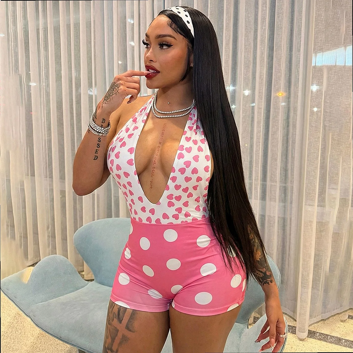 Deep V Halter Backless Jumpsuit Romper Women Fashion Summer Vacation Beachwear Casual Playsuit Overall