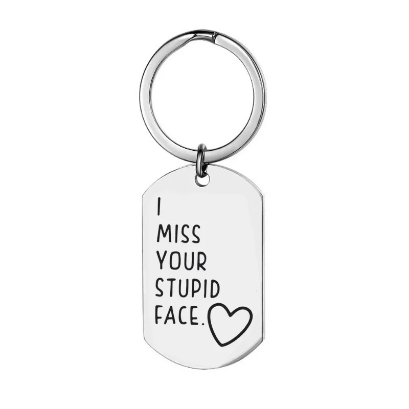 Love Keychain I Miss You Stupid Face Couple Keychain for Best Friend Boyfriend Valentines Day Gift for Him Christmas Gift