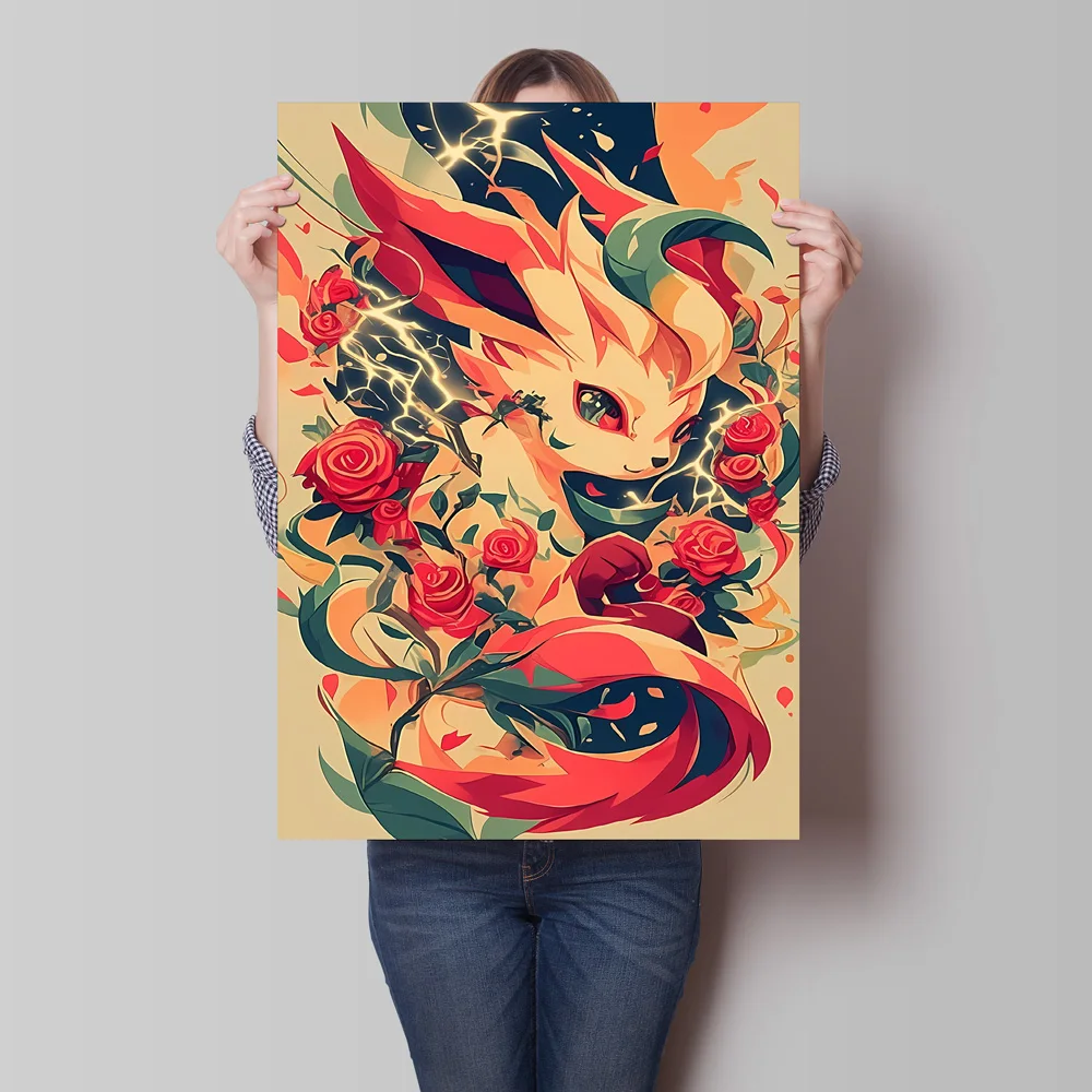 1pc Frameless Canvas Painting Japanese Classic Anime Pokemon Eevee Poster Prints Cute Cartoon Characters Canvas Painting Living view 6