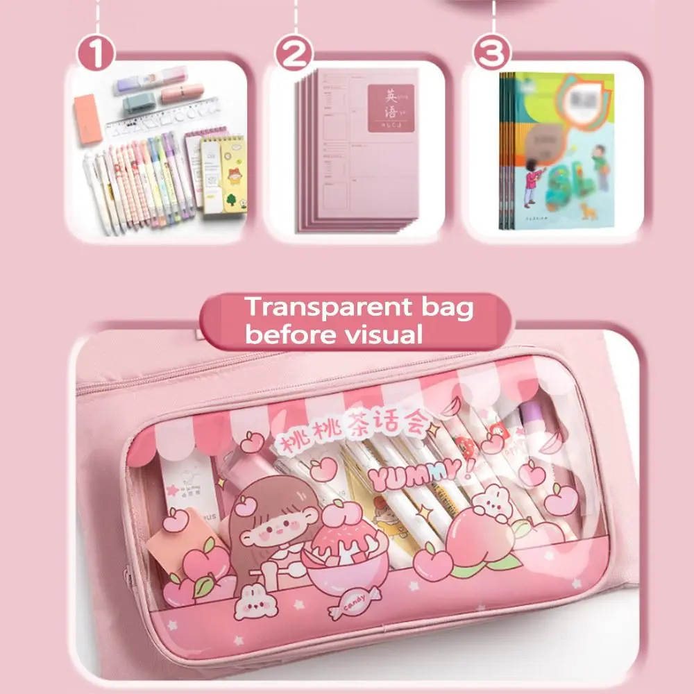 Kawaii Capybara Tote School Bag Cartoon Handheld Capybara Tutorial Bag Portable Cute Panda Multi-layer File Organizer