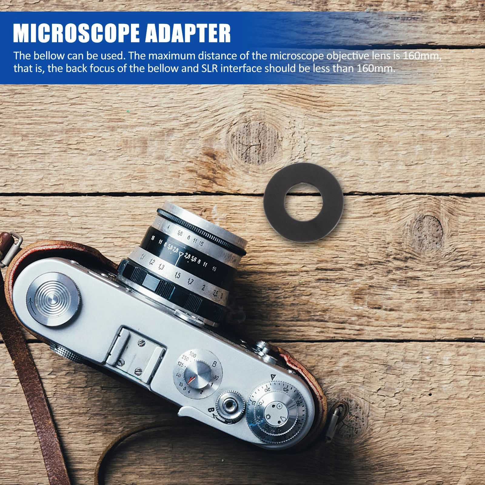 

-M42 Adapter Ring Microscope Camera Accessories 160mm Max Distance Lightweight Anodized Aluminum Easy Installation Objective