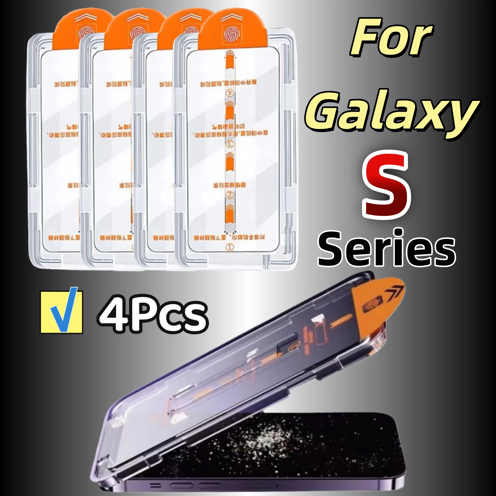 

4Pcs Tempered Glass Screen Protector for Galaxy S Series, HD Clear, Bubble-Free, Dust-Proof