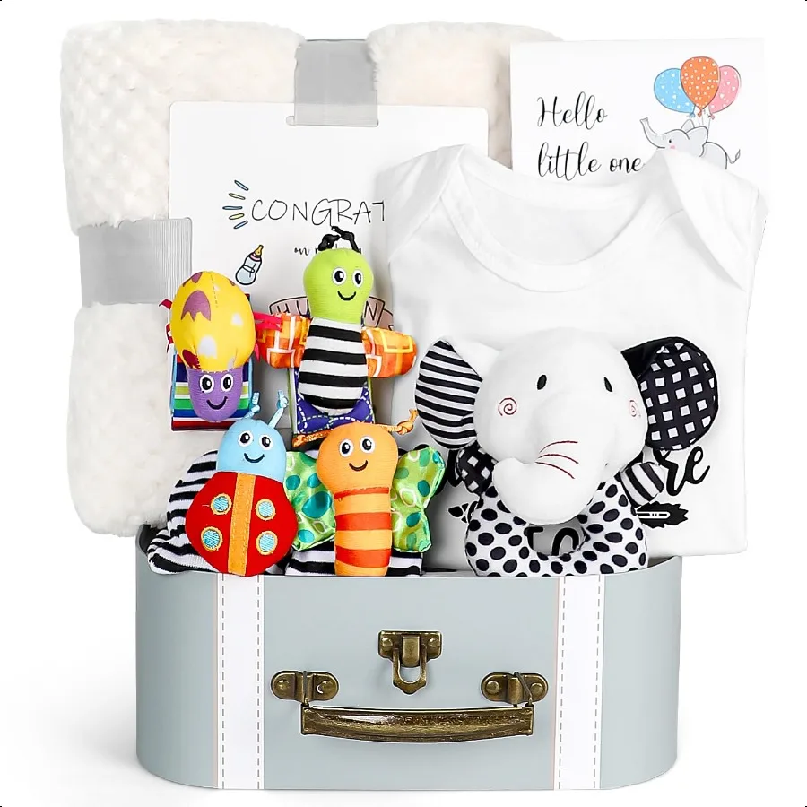 

Baby Gift Set Baby Shower Gifts Black and White High Contrast Baby Toys 06 Months for Newborn entials Infant Rattle Socks Eleph