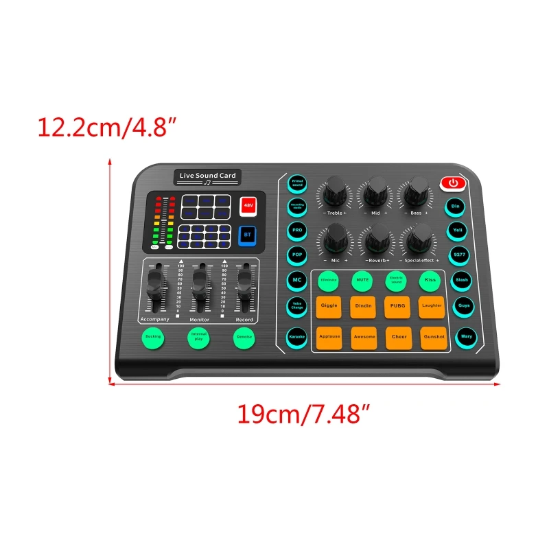 Máy Trộn Podcast Âm Thanh Ban Sống Card Âm Thanh Cho Thu Âm Trực Tiếp Nhà KTV Với 15 Hiệu Ứng Âm Thanh Chính Xác Điều Chỉnh