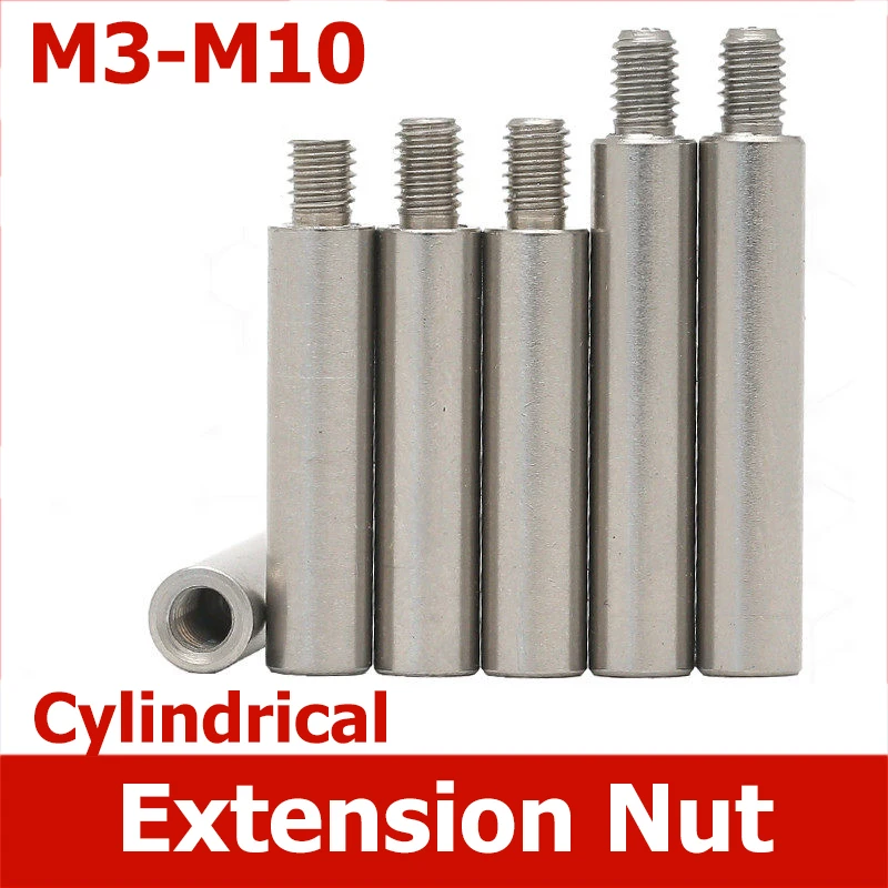 M4 M5 M6 M8 M10 M12 304 Stainless Steel Threaded Pillar Length 100mm Round Spacing Screw Single Head Column
