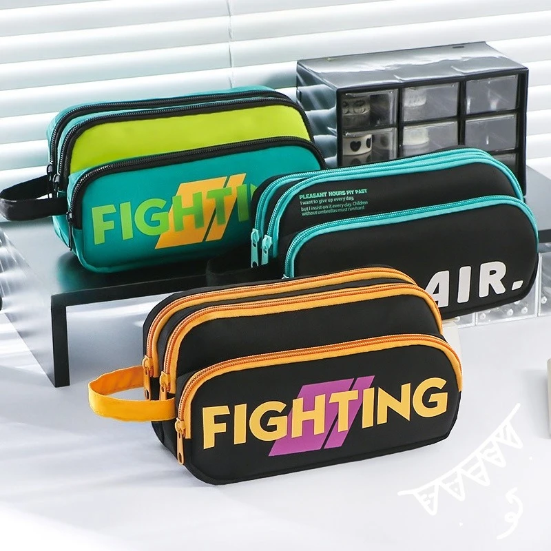 

Органайзер большой емкости с несколькими отделениями, бирюзовой молнией и этикеткой | Сверхмощное хранилище для школьных/офисных принадлежностей