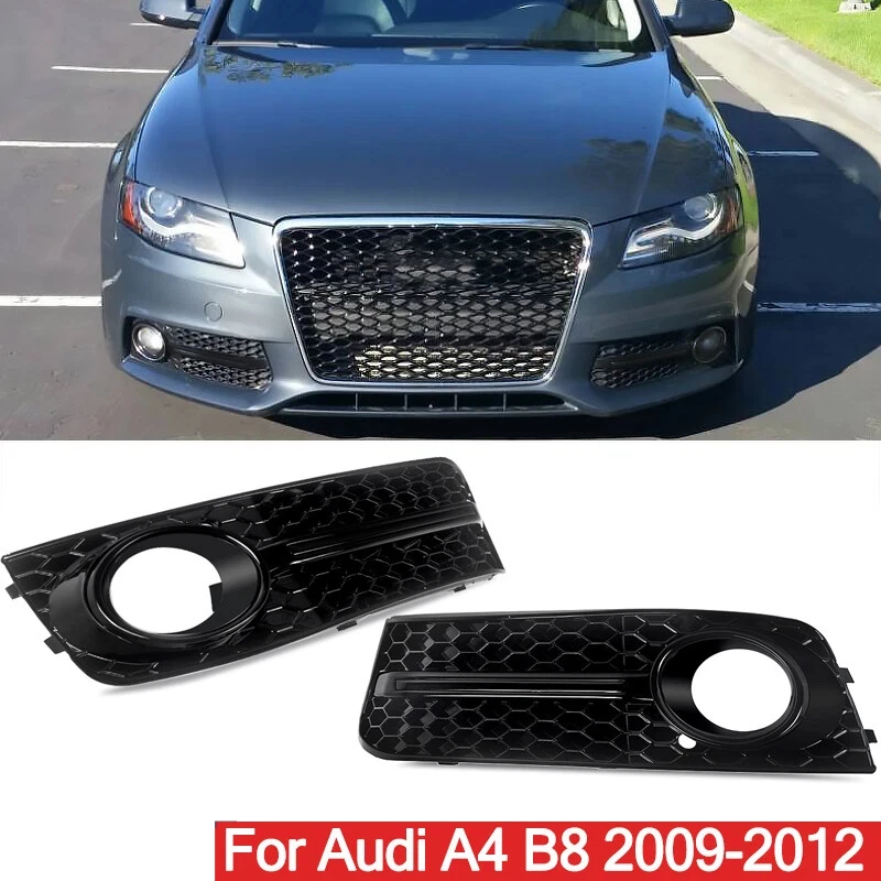

For Audi A4 B8 (2009-2012) Left/Right Refitted Honeycomb Fog Lamp Grille With Black Strip Non-through Hole 8K0807681,8K0807682