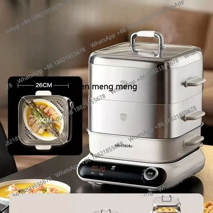 

All-steel coated electric steamer household cooking saucepan multi-layer large capacity