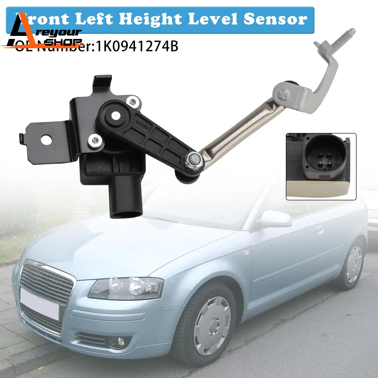 

Areyorushop Front Left Ride Height Level Sensor 1K0941274B for Audi A3 VW Rabbit 2006 2007 2008 2009
