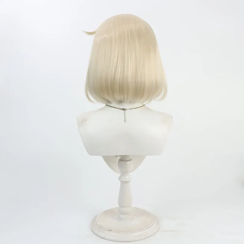 Bubuwig สังเคราะห์ผม Machita Chima คอสเพลย์วิกผม Virtual YouTuber Machita Chima 30 ซม.สีบลอนด์ผสมสีฟ้า Bobo วิกผมทนความร้อน