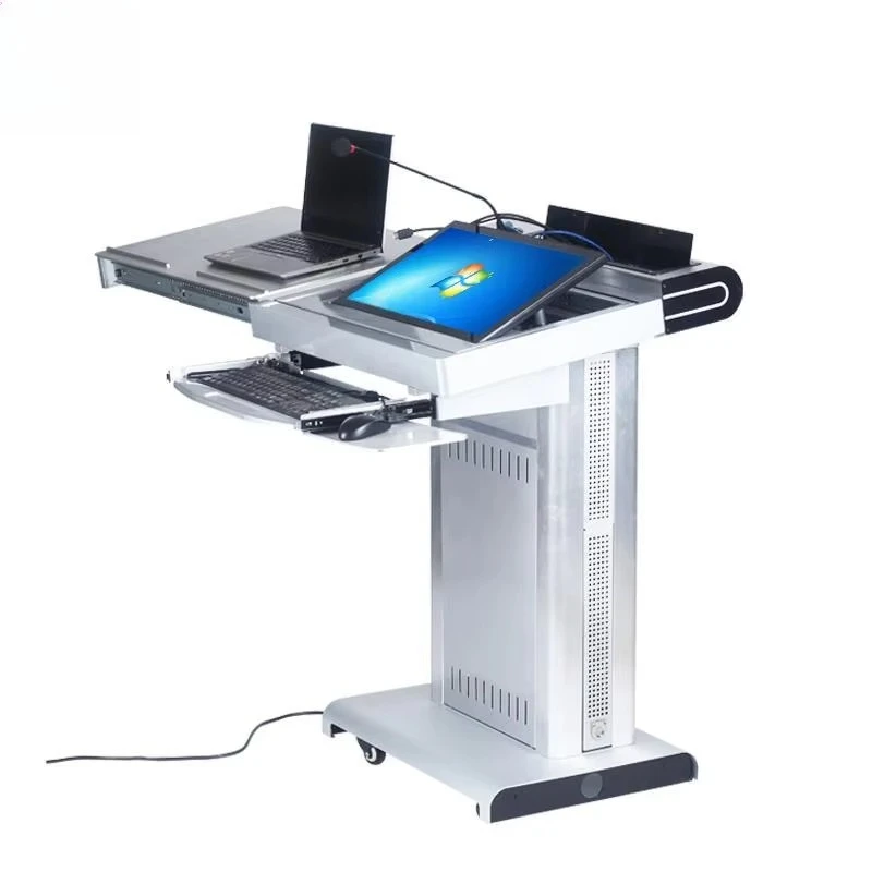 

21.5\" Smart Multimedia Podium Lectern with Wireless Microphone Front Screen Digital Educational Equipment