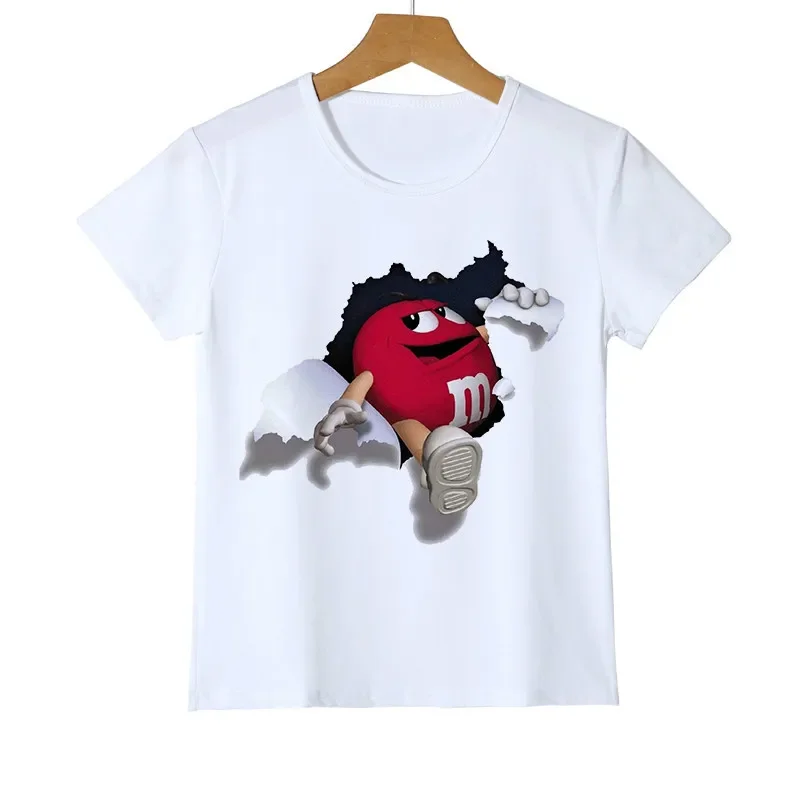 Mode enfant t-shirt 3D garçon/fille chocolat haricots MM imprimer drôle streetwear t-shirt Anime manches courtes bébé chemises Z47-4