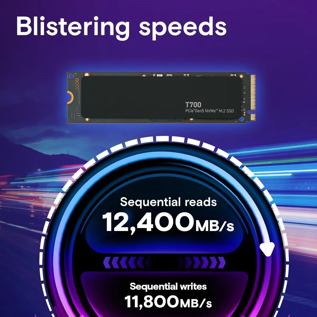 T700 1TB 2TB Gen5 NVMe M.2 SSD Hasta 12,400 MB/s Almacenamiento directo habilitado - Edición y diseño de videojuegos de fotografía