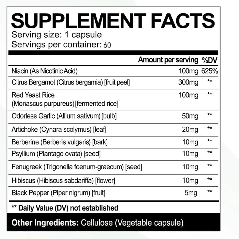 Citrus Bergamot, 10 in 1 Red Yeast Rice Garlic, Helpful for Health, 60 Capsules