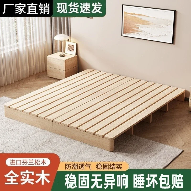 Solid wood bed Japanese tatami bed Floor-to-ceiling rental room Children's folding bed Double skeleton room Wooden  frame